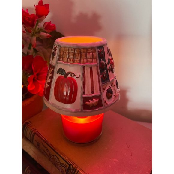 Yankee Candle Small Ceramic Candle Shade Autumn Fall Pumpkin Acorns Leaves - Picture 5 of 10